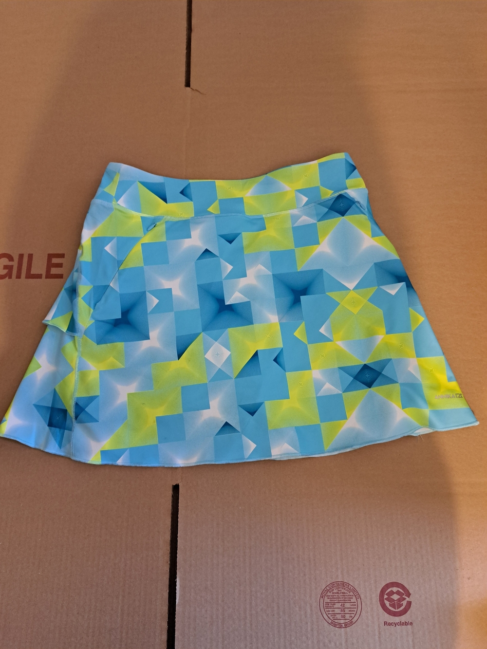 Geometric Blue & Lime Women's Skater Skirt